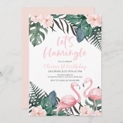 Flamingle Tropical birthday flamingo Invitation