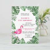 Flamingo 21st Birthday party Invitation (Standing Front)