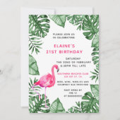 Flamingo 21st Birthday party Invitation (Front)
