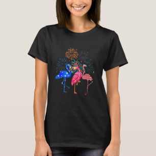 Flamingo 4th Of July American Flag Flamingo Indepe T-Shirt
