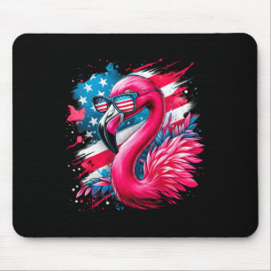 Flamingo 4th Of July American Flag Patriotic Women Mouse Pad