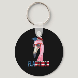 Flamingo 4th Of July Flamerica Patriot American Me Keychain