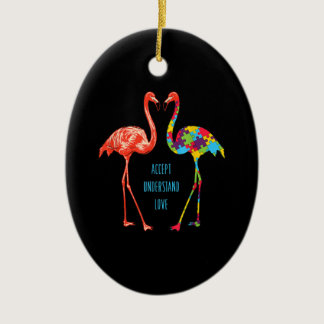 Flamingo | Accept Understand Love Autism Flamingo Ceramic Ornament