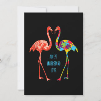 Flamingo | Accept Understand Love Autism Flamingo Holiday Card