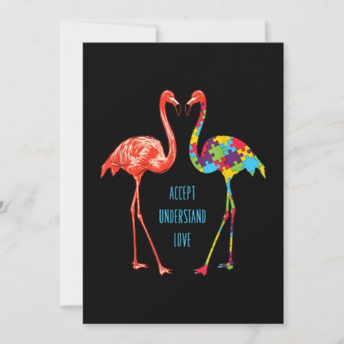 Flamingo  Accept Understand Love Autism Flamingo Holiday Card