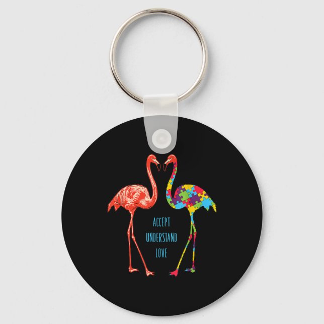 Flamingo | Accept Understand Love Autism Flamingo Keychain (Front)