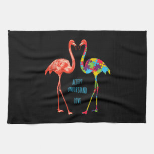 Flamingo Accept Understand Love Autism Flamingo Kitchen Towel