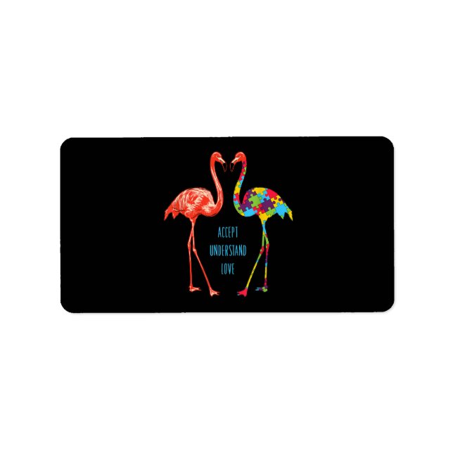 Flamingo | Accept Understand Love Autism Flamingo Label (Front)