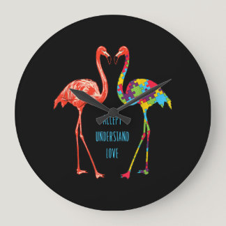 Flamingo | Accept Understand Love Autism Flamingo Large Clock