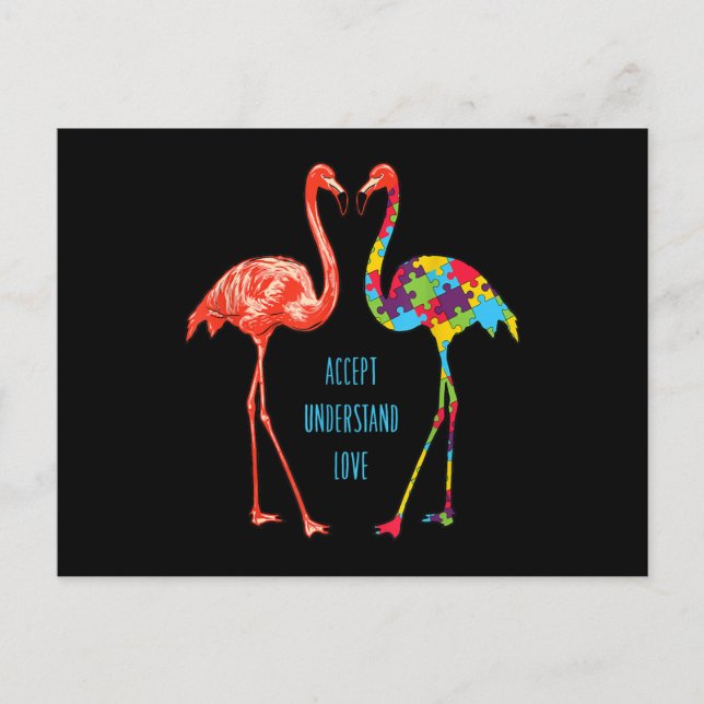 Flamingo | Accept Understand Love Autism Flamingo Postcard (Front)