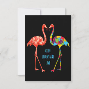 Flamingo   Accept Understand Love Autism Flamingo Thank You Card