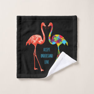 Flamingo Accept Understand Love Autism Flamingo Wash Cloth