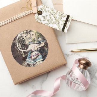 Flamingo Alice in Wonderland Classic Round Sticker