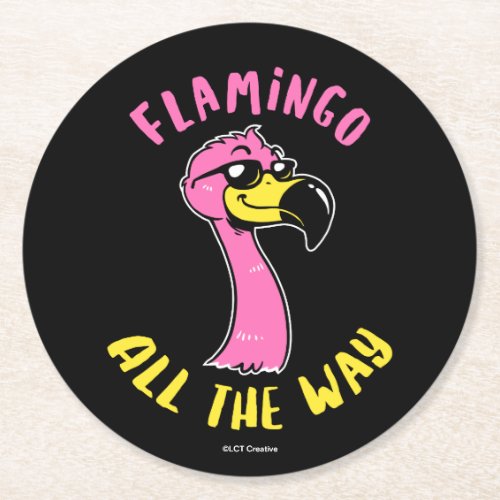 Flamingo All The Way Round Paper Coaster