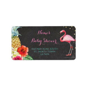 Flamingo Aloha Baby Shower Address Labels Stickers