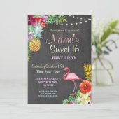 Flamingo Aloha Sweet 16 16th Birthday Party Invite (Standing Front)