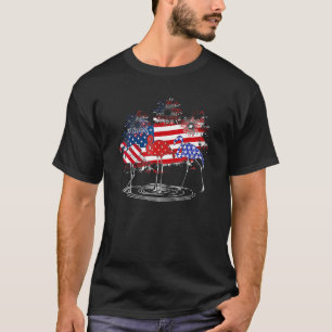 Flamingo American Flag 4th Of July Independence Da T-Shirt
