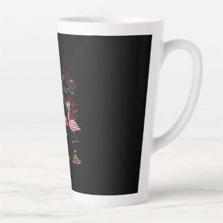 Flamingo American Flag For 4th July Latte Mug