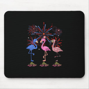 Flamingo American Flag For 4th July Mouse Pad