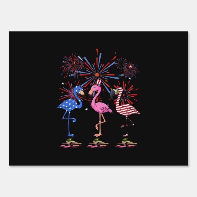 Flamingo American Flag For 4th July Sign (Front)