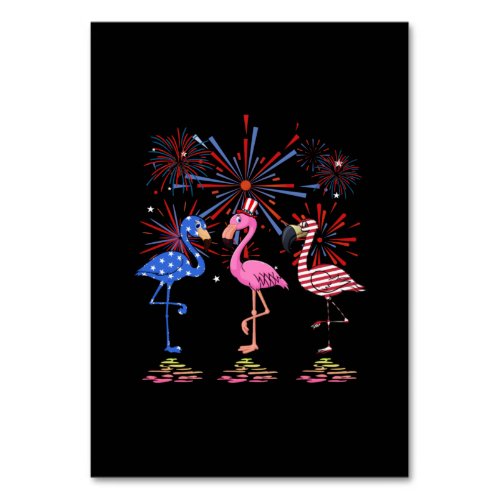 Flamingo American Flag For 4th July Table Number