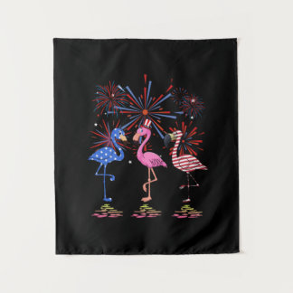 Flamingo American Flag For 4th July Tapestry