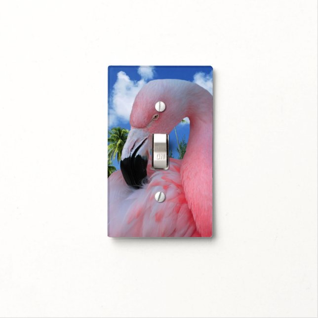 Flamingo and Beach Light Switch Cover (In Situ)