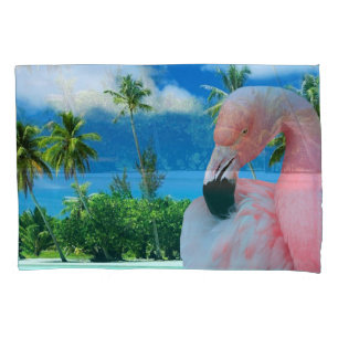 Flamingo and Beach Pillowcase