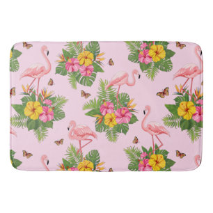 Flamingo and Butterflies 1 Bath Mat