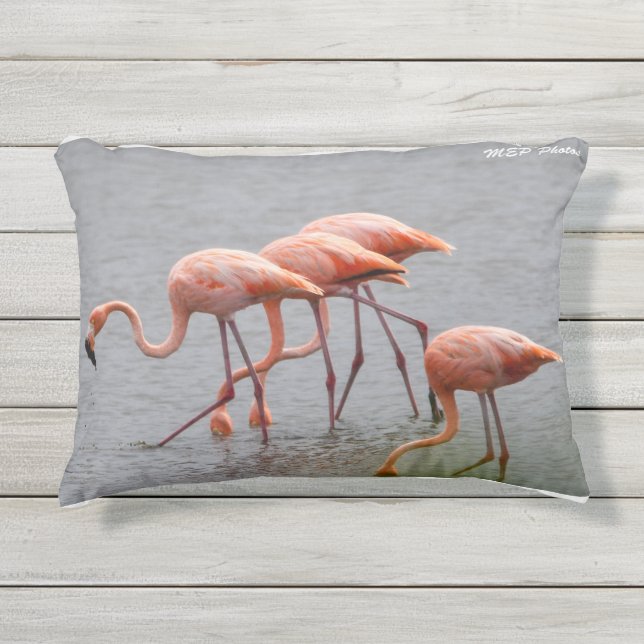 Flamingo and Dolphin Outdoor Pillow (Front)