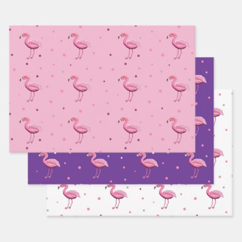 Flamingo and Dots All Occasion Wrapping Paper Sheets