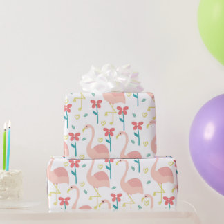 flamingo and flower wrapping paper