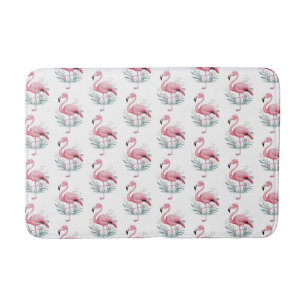 Flamingo and Flowers Bath Mat