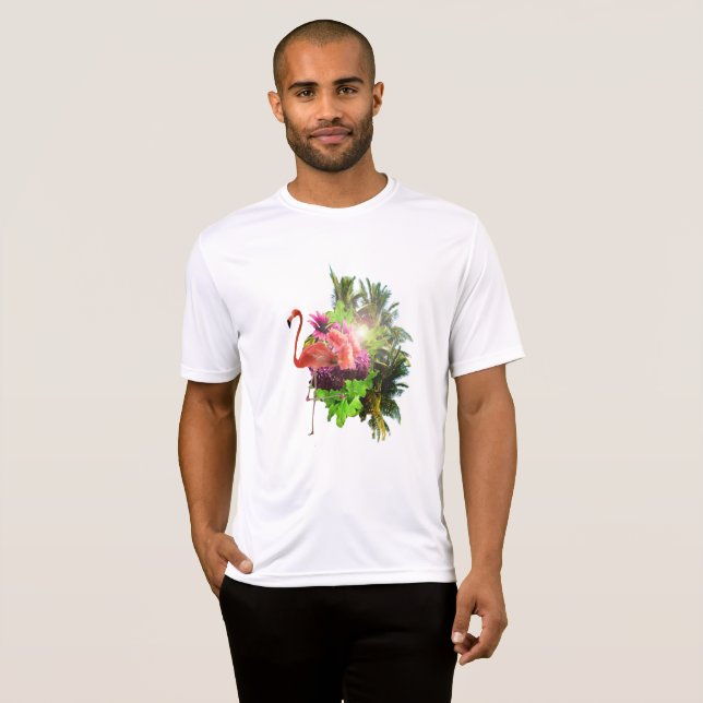 Flamingo and flowers T-Shirt (Front Full)