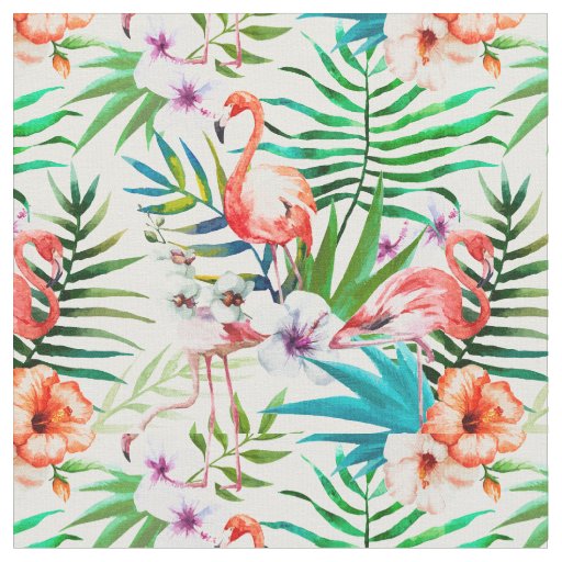 Flamingo and Hibiscus Fabric