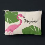 Flamingo and leaves Tropical custom bachelorette  Accessory Pouch<br><div class="desc">"Flamingo and Leaves Tropical Custom Bachelorette Cosmetic Accessory Pouch Gift" – a stylish and practical accessory for your bachelorette party. This pouch features a vibrant flamingo and leaves design, personalized with a name, making it a fun and memorable gift for the occasion. Customize the event with the bride's name and...</div>