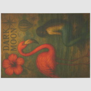 Flamingo and Mermaid Dark Moon Decoupage Tissue Paper