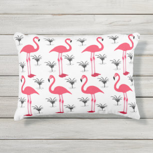Flamingo and Palm Tree Outdoor Pillow