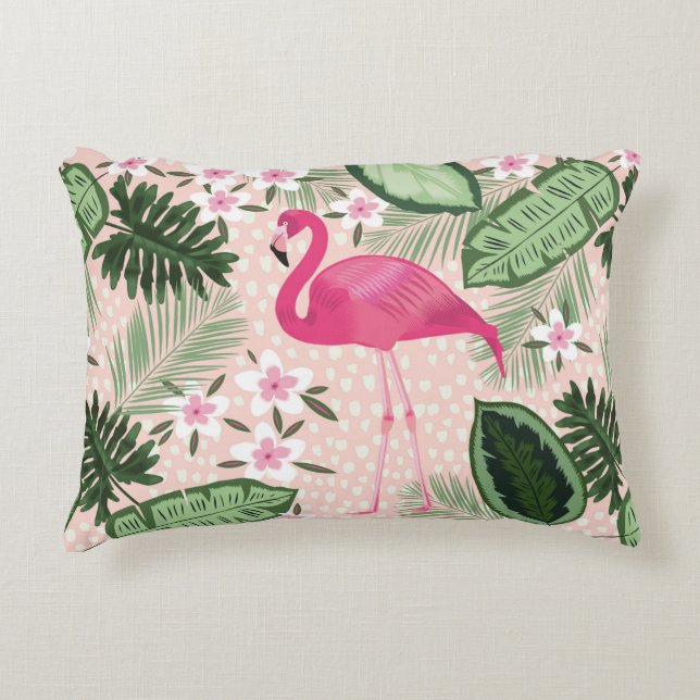 Flamingo and palm trees seamless pattern illustrat accent pillow (Front)