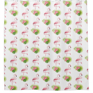 Flamingo and Palm Trees Shower Curtain