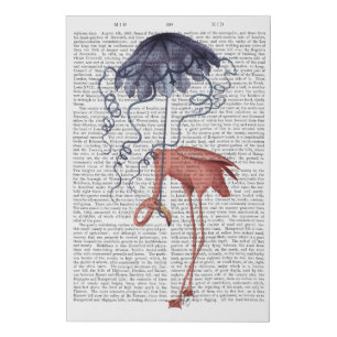Flamingo and Parasol Faux Canvas Print