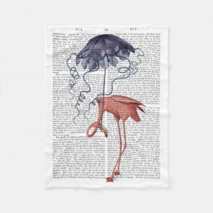 Flamingo and Parasol Fleece Blanket