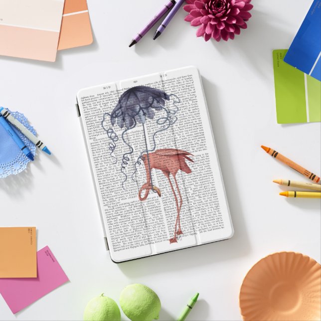 Flamingo and Parasol iPad Pro Cover (Desk)