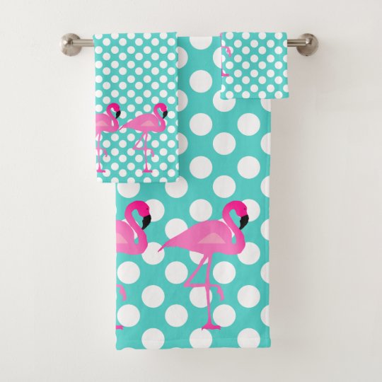 Flamingo And Polka Dot Bath Towel Set Zazzle Com Flamingo And Polka Dot Bath Towel Set