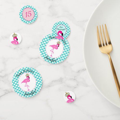 Flamingo and Polka Dot Birthday Table Confetti