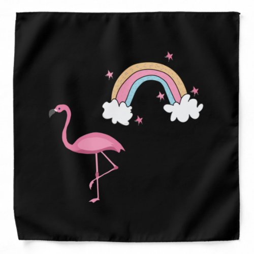 Flamingo and rainbow Fitted Bandana