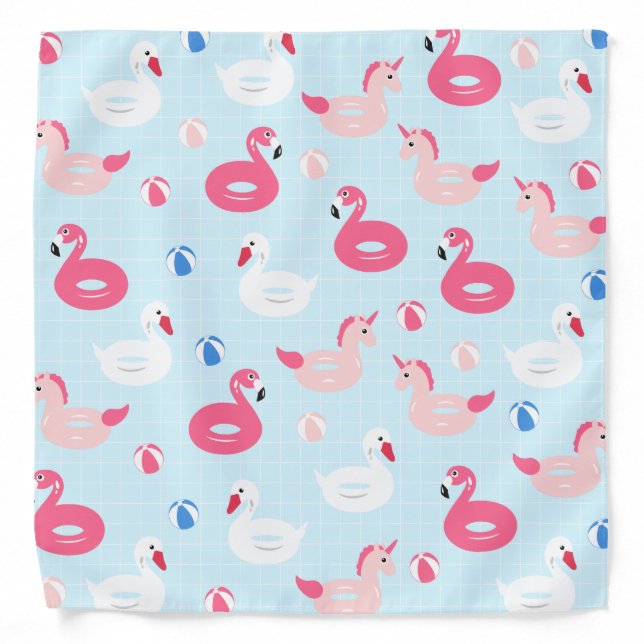 Flamingo and Unicorn Pool Float Bandana (Front)