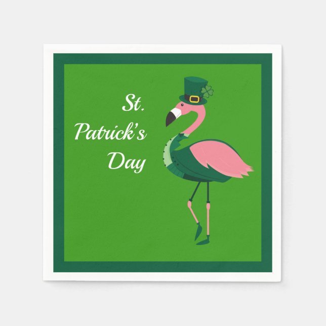 Flamingo Animal Green St Patrick’s Day Napkins (Front)
