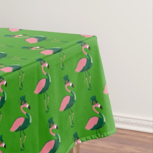 Flamingo Animal Green St Patricks Day Tablecloth