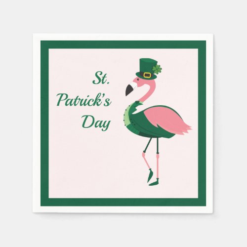 Flamingo Animal Pink St Patricks Day Napkins